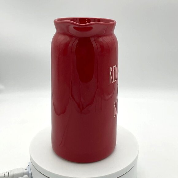 Rae Dunn Artisan Collection by Magenta Red White & Booze Ceramic Pitcher NIB - Picture 2 of 6